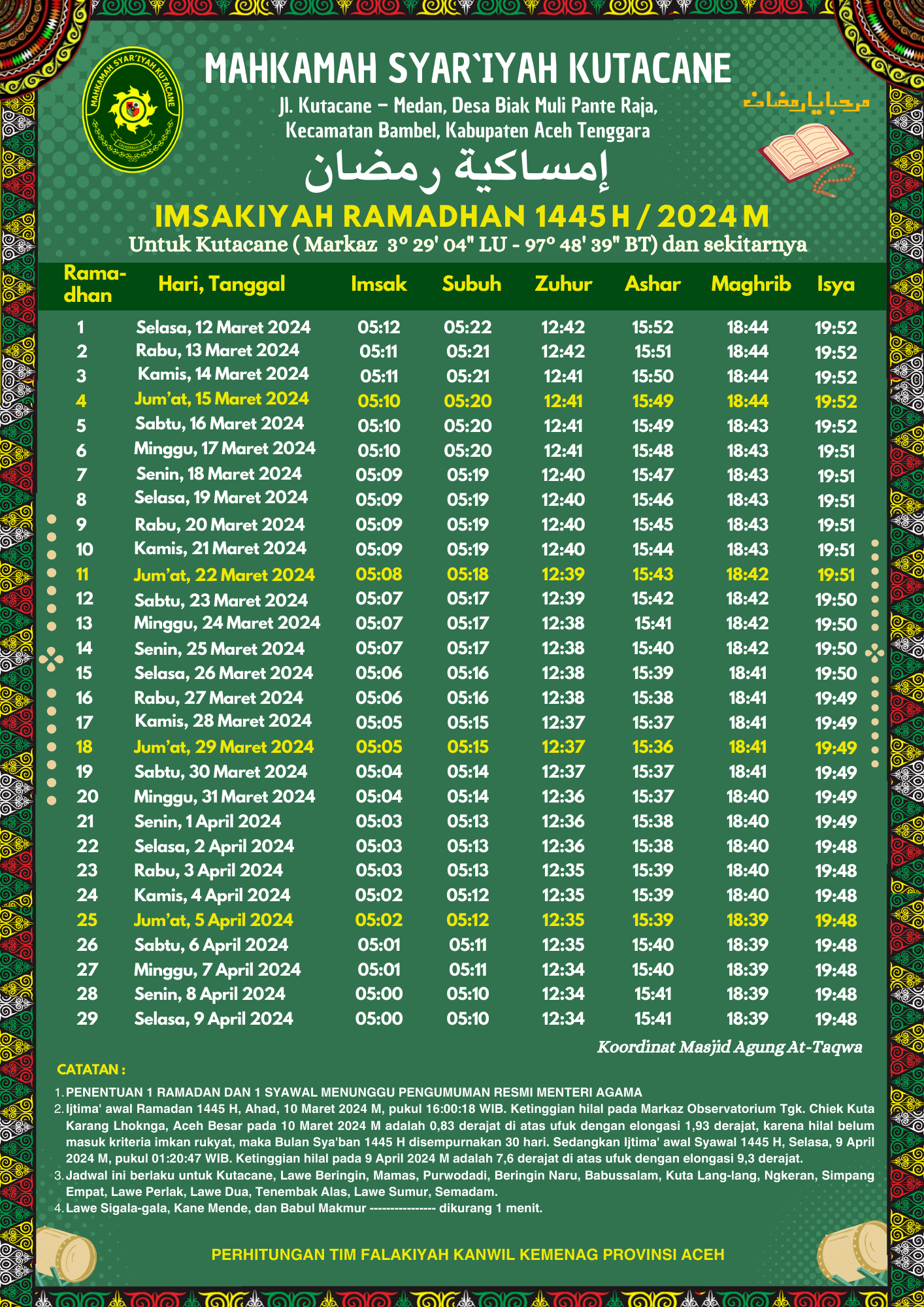 Imsakiyah Ramadhan 2024