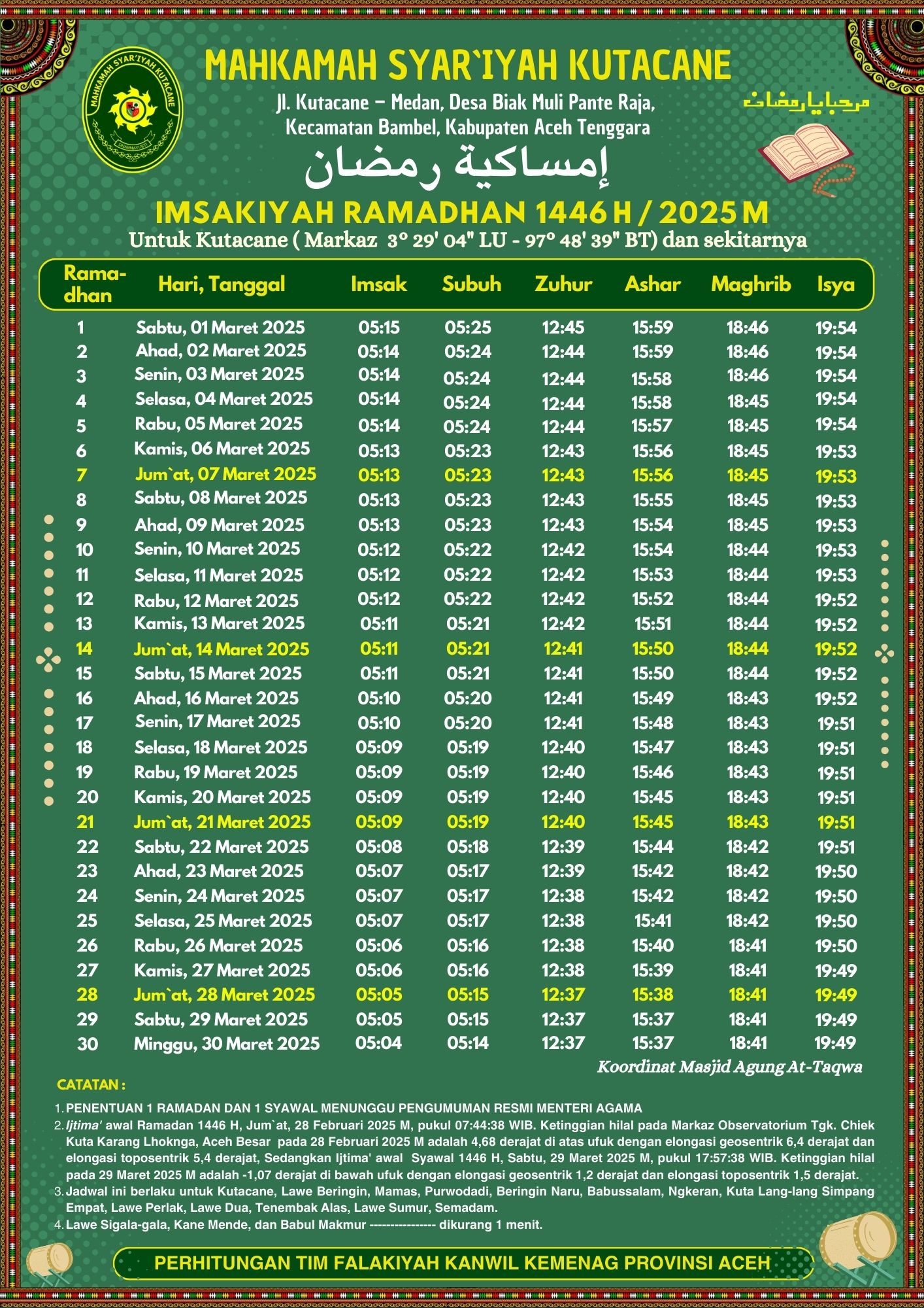 MSKC Jadwal Imsakiyah Ramadhan 2025