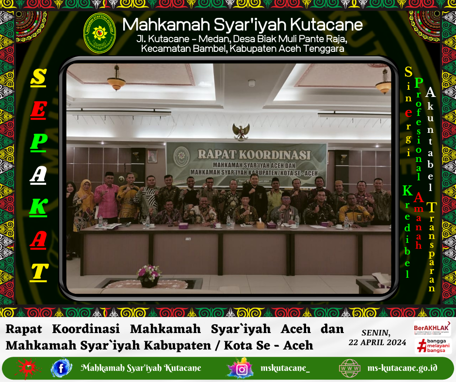Mahkamah Syar`iyah Kutacane Hadiri Rapat Koordinasi MS Aceh dan MS Kabupaten / Kota Tahun 2024